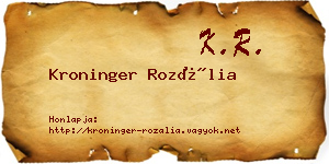 Kroninger Rozália névjegykártya